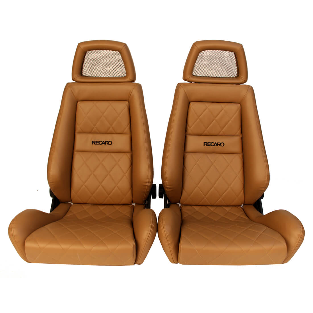 2 Used JDM RECARO LX Net Headrest Tan Synthetic Leather seats RACING HONDA  PORSCHE AUTO CARS - MCK